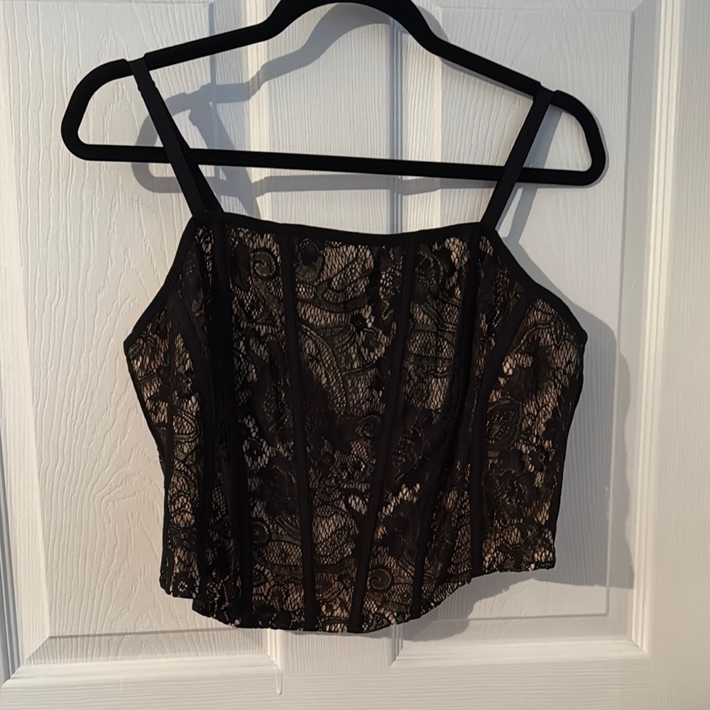 Torrid Black & Tan Sleeveless Bustier Camisole